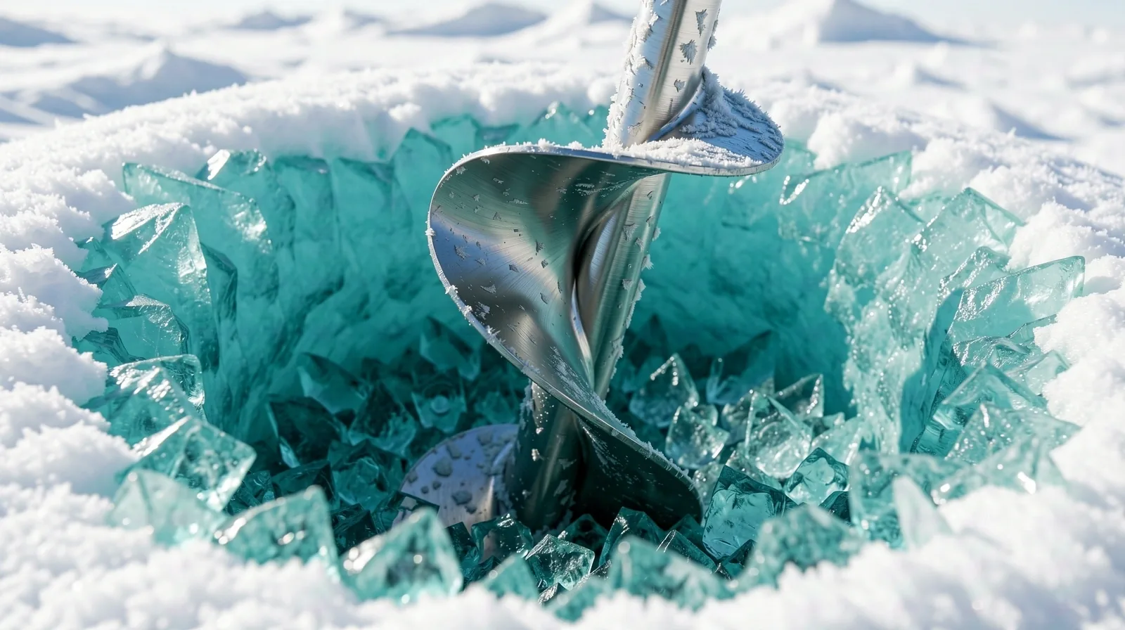 Arctic fishing equipment under ice
