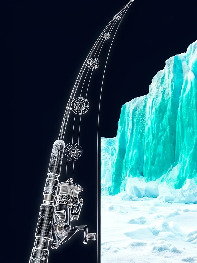 Technical blueprint of arctic fishing rod