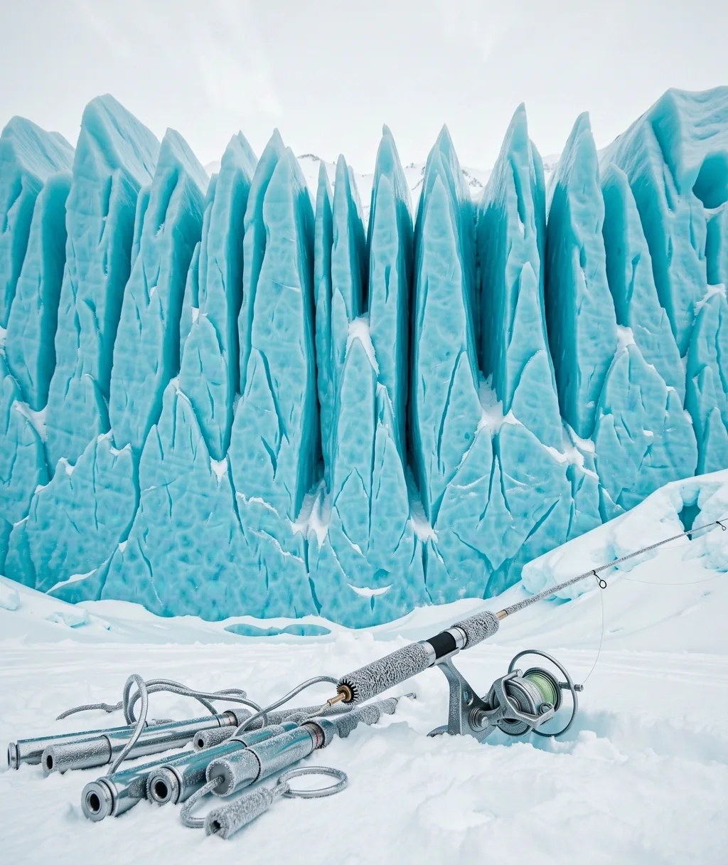 The fractured wall of a northern glacier